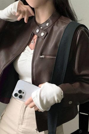 Style Core Aesthetics, New Style Trends - Solid Zip Up Leather Jacket