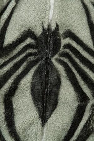 Style Core Aesthetics, New Style Trends - Spider Full Zip-Up Teddy Hoodie Jacket