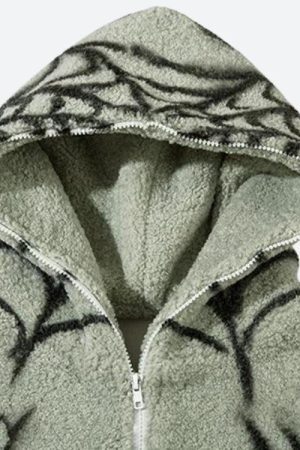 Style Core Aesthetics, New Style Trends - Spider Full Zip-Up Teddy Hoodie Jacket