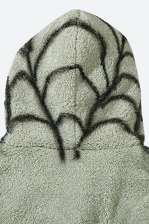 Style Core Aesthetics, New Style Trends - Spider Full Zip-Up Teddy Hoodie Jacket