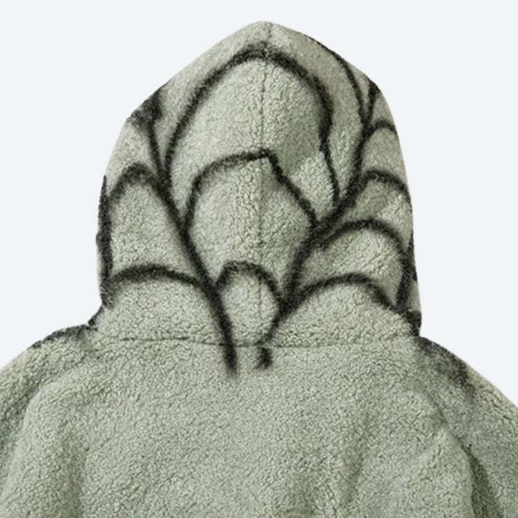 Style Core Aesthetics, New Style Trends - Spider Full Zip-Up Teddy Hoodie Jacket Style Core Aesthetics, New Style Trends - Spider Full Zip-Up Teddy Hoodie Jacket
