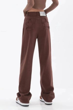 Style Core Aesthetics, New Style Trends - Star Pockets Wide Leg Jeans