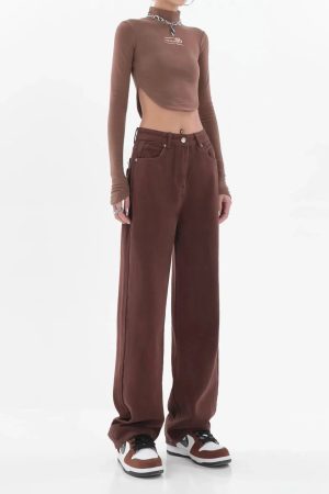 Style Core Aesthetics, New Style Trends - Star Pockets Wide Leg Jeans
