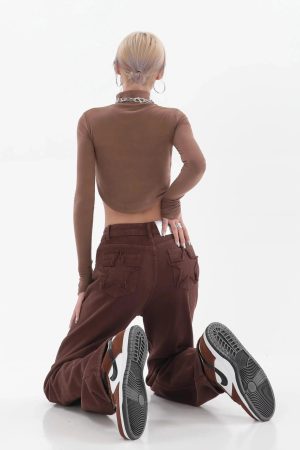 Style Core Aesthetics, New Style Trends - Star Pockets Wide Leg Jeans