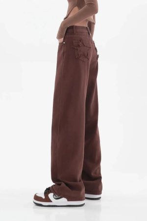 Style Core Aesthetics, New Style Trends - Star Pockets Wide Leg Jeans