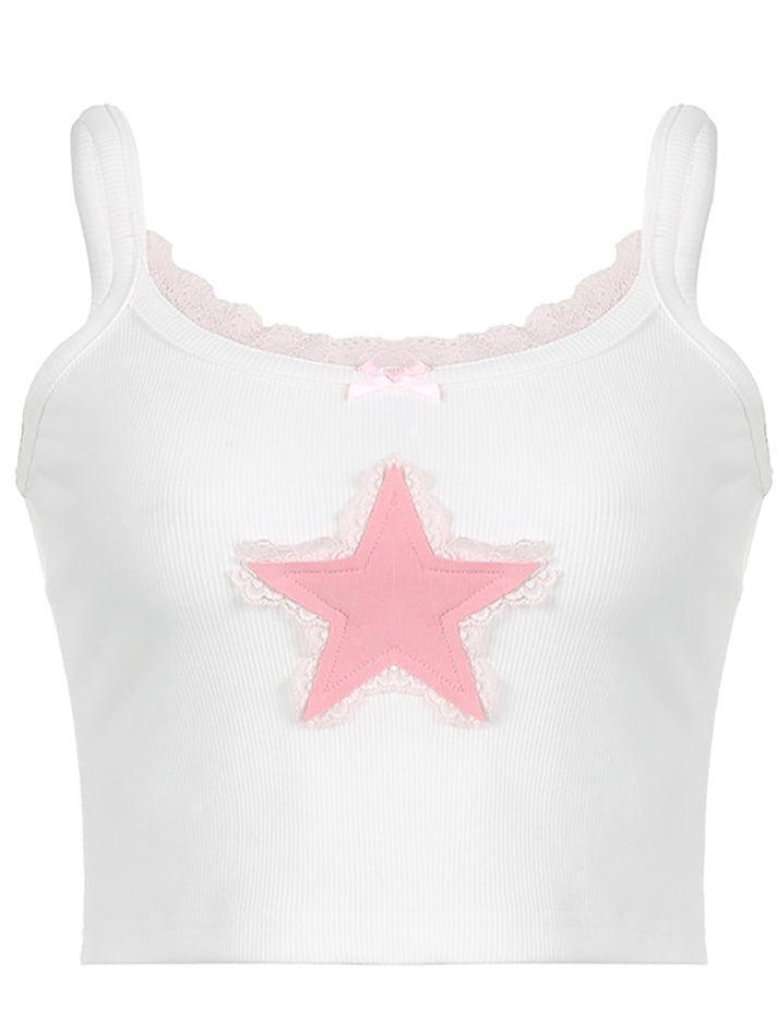 Style Core Aesthetics, New Style Trends - Star Print Lace Tank Top Style Core Aesthetics, New Style Trends - Star Print Lace Tank Top