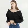 Style Core Aesthetics, New Style Trends - Strap Detailed Wide Neck Crop Sweatshirt