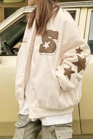 Style Core Aesthetics, New Style Trends - Street Embroidery Print Loose Baseball Jacket