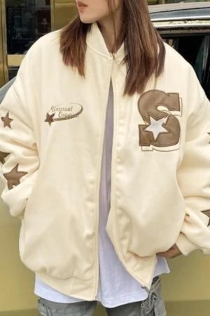 Style Core Aesthetics, New Style Trends - Street Embroidery Print Loose Baseball Jacket