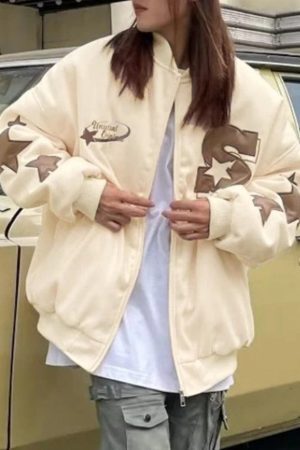 Style Core Aesthetics, New Style Trends - Street Embroidery Print Loose Baseball Jacket