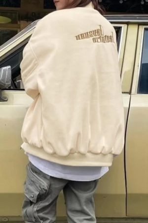 Style Core Aesthetics, New Style Trends - Street Embroidery Print Loose Baseball Jacket