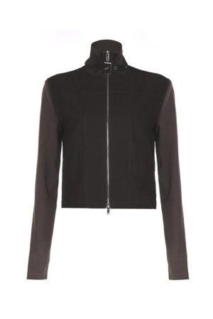 Style Core Aesthetics, New Style Trends - Street Metal Buckle High Neck Splice Cargo Jacket