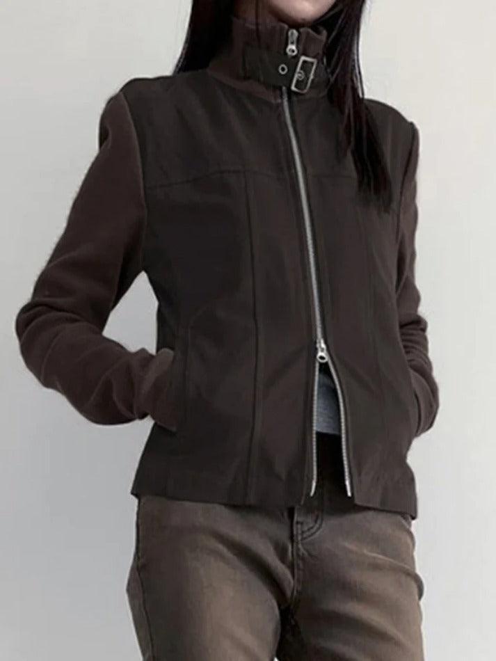 Style Core Aesthetics, New Style Trends - Street Metal Buckle High Neck Splice Cargo Jacket Style Core Aesthetics, New Style Trends - Street Metal Buckle High Neck Splice Cargo Jacket