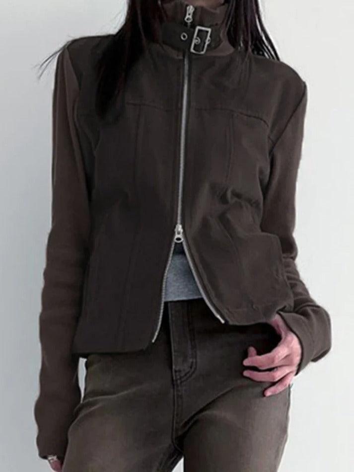 Style Core Aesthetics, New Style Trends - Street Metal Buckle High Neck Splice Cargo Jacket Style Core Aesthetics, New Style Trends - Street Metal Buckle High Neck Splice Cargo Jacket