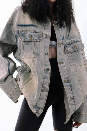 Style Core Aesthetics, New Style Trends - Street Washed Distressed Graffiti Jacket