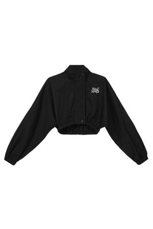 Style Core Aesthetics, New Style Trends - Stretchy Hem Zip Up Lapel Neck Short Jacket