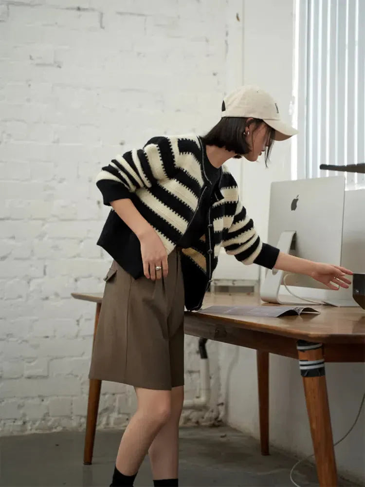 Style Core Aesthetics, New Style Trends - Striped Button Up Cardigan Style Core Aesthetics, New Style Trends - Striped Button Up Cardigan