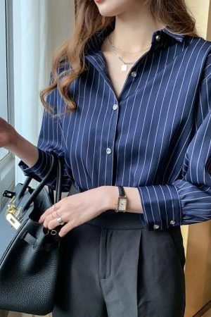 Style Core Aesthetics, New Style Trends - Striped Classic Long Sleeve Shirt