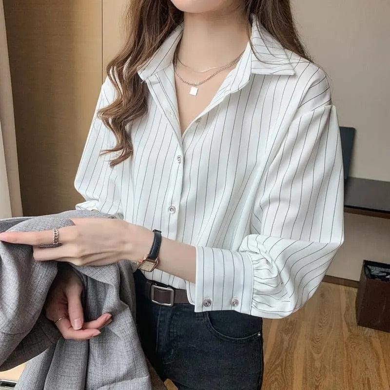 Style Core Aesthetics, New Style Trends - Striped Classic Long Sleeve Shirt