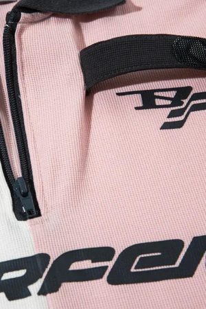 Style Core Aesthetics, New Style Trends - Striped Half Zip-Up Jersey Top