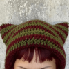 Style Core Aesthetics, New Style Trends - Striped Knit Hat with Handmade Horn Accent