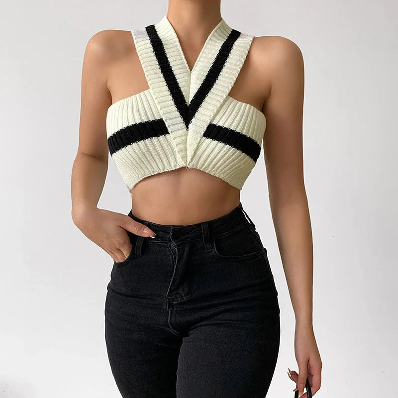 Style Core Aesthetics, New Style Trends - Striped Knitted Crop Top