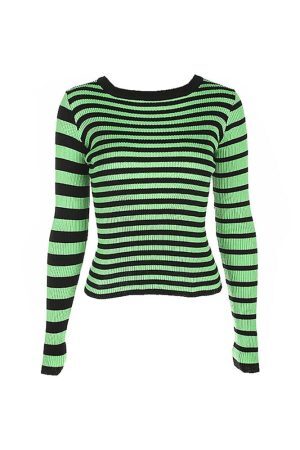 Style Core Aesthetics, New Style Trends - Striped Ribbed Sweater