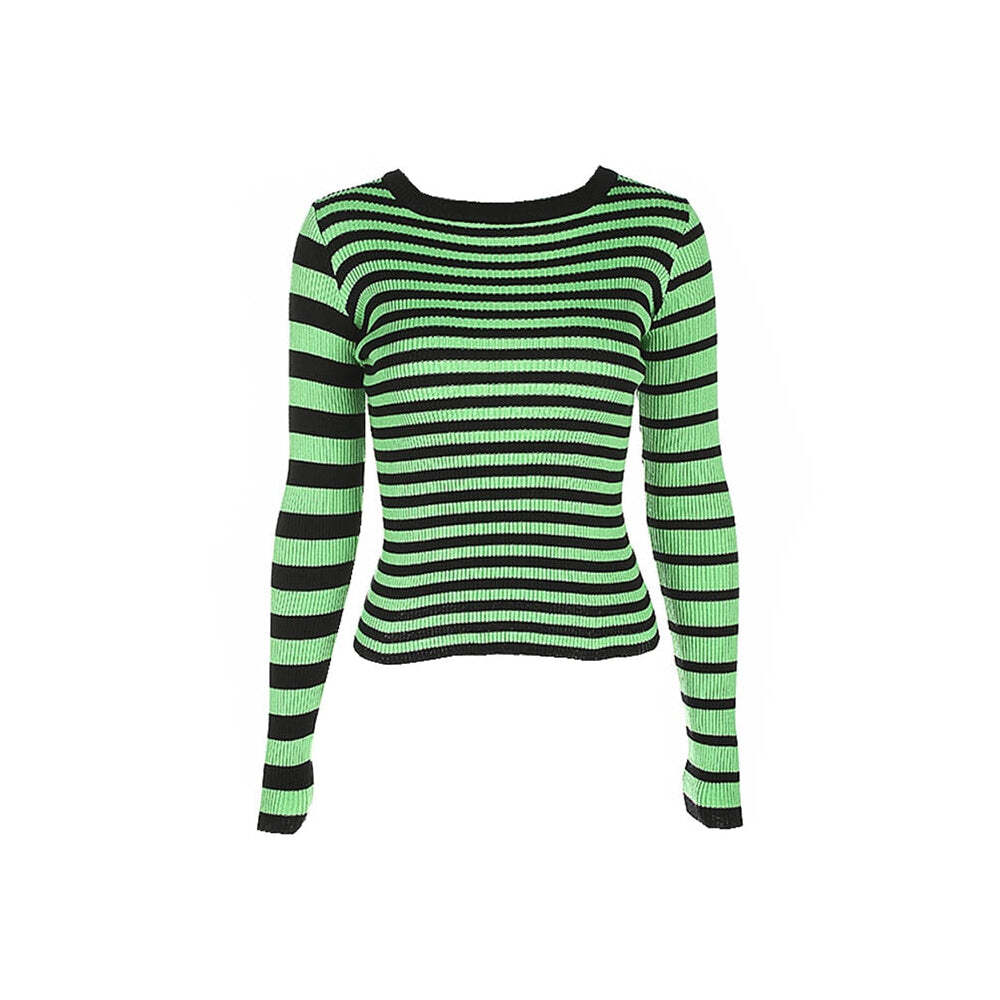 Style Core Aesthetics, New Style Trends - Striped Ribbed Sweater