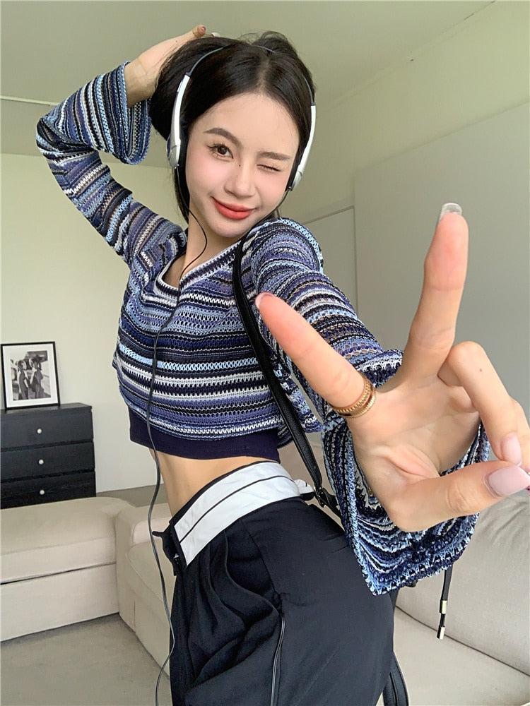 Style Core Aesthetics, New Style Trends - Striped Wide Neck Crop Sweater Style Core Aesthetics, New Style Trends - Striped Wide Neck Crop Sweater