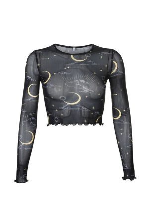 Style Core Aesthetics, New Style Trends - Sun & Moon Mesh Top
