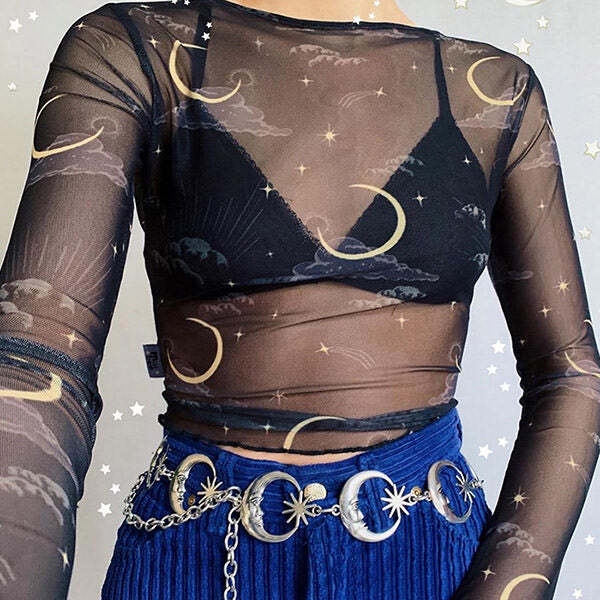Style Core Aesthetics, New Style Trends - Sun & Moon Mesh Top Style Core Aesthetics, New Style Trends - Sun & Moon Mesh Top