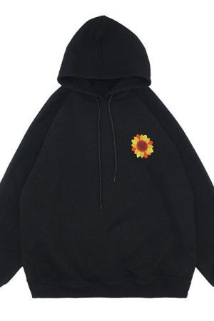 Style Core Aesthetics, New Style Trends - Sunflower Embroidered Hoodie