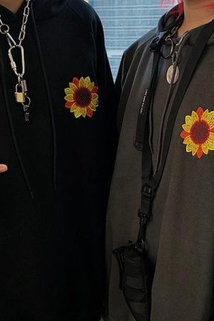 Style Core Aesthetics, New Style Trends - Sunflower Embroidered Hoodie