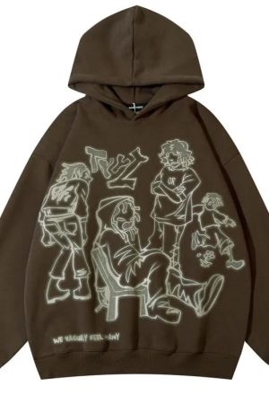 Style Core Aesthetics, New Style Trends - Sweat à Capuche Oversize Graphique 'We Vaguely Feel Many'