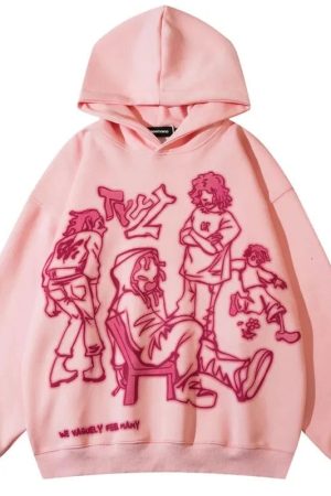 Style Core Aesthetics, New Style Trends - Sweat à Capuche Oversize Graphique 'We Vaguely Feel Many'