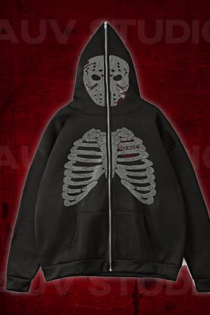 Style Core Aesthetics, New Style Trends - Sweat Squelette Strass Y2K