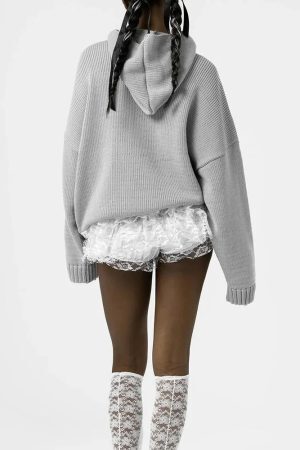 Style Core Aesthetics, New Style Trends - Tall Embroidered Knitted Hoodie