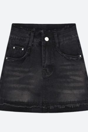 Style Core Aesthetics, New Style Trends - Tasseled Denim Mini Skort