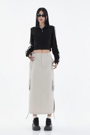 Style Core Aesthetics, New Style Trends - Tech Parachute Maxi Skirt