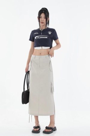 Style Core Aesthetics, New Style Trends - Tech Parachute Maxi Skirt