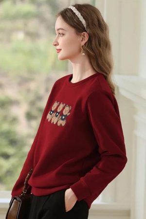 Style Core Aesthetics, New Style Trends - Teddy Bears Embroidered Sweatshirt