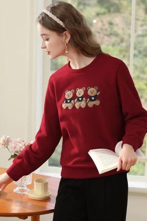 Style Core Aesthetics, New Style Trends - Teddy Bears Embroidered Sweatshirt