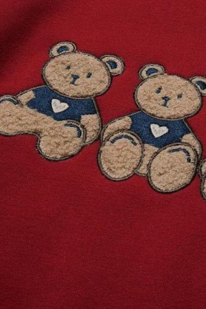 Style Core Aesthetics, New Style Trends - Teddy Bears Embroidered Sweatshirt