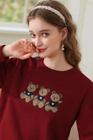 Style Core Aesthetics, New Style Trends - Teddy Bears Embroidered Sweatshirt