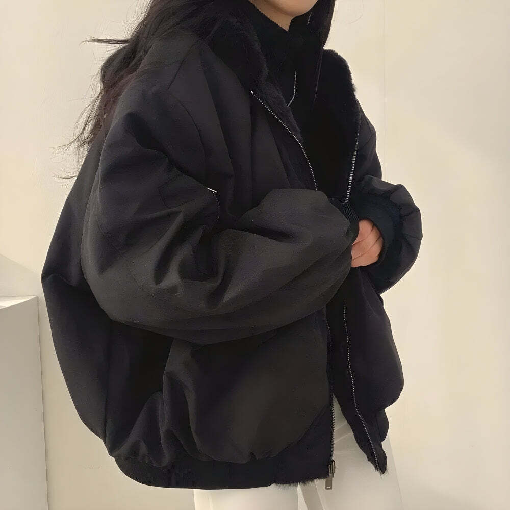 Style Core Aesthetics, New Style Trends - Teddy Reversible Hooded Jacket Style Core Aesthetics, New Style Trends - Teddy Reversible Hooded Jacket