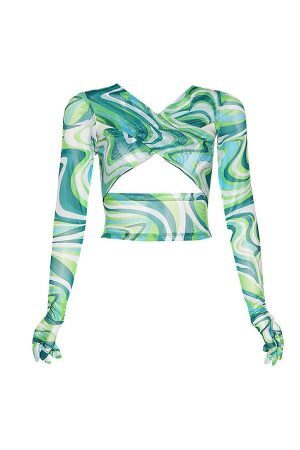 Style Core Aesthetics, New Style Trends - Teenage Crush Gloved Long Sleeve Top