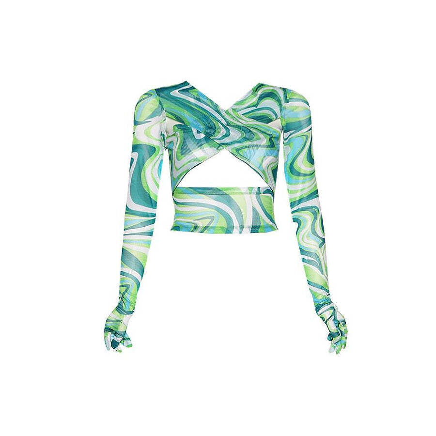 Style Core Aesthetics, New Style Trends - Teenage Crush Gloved Long Sleeve Top