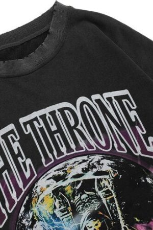 Style Core Aesthetics, New Style Trends - 'The Throne' Ripped Cotton Sweater