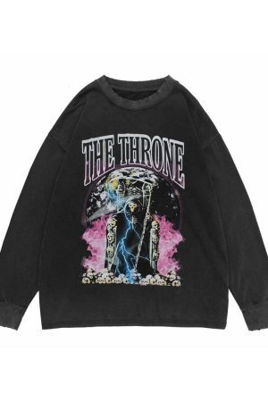 Style Core Aesthetics, New Style Trends - 'The Throne' Ripped Cotton Sweater