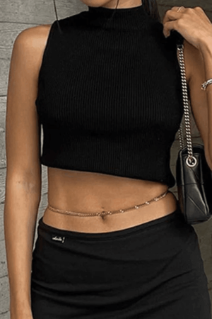 Style Core Aesthetics, New Style Trends - Tie Back Ribbed Cropped Tank Top